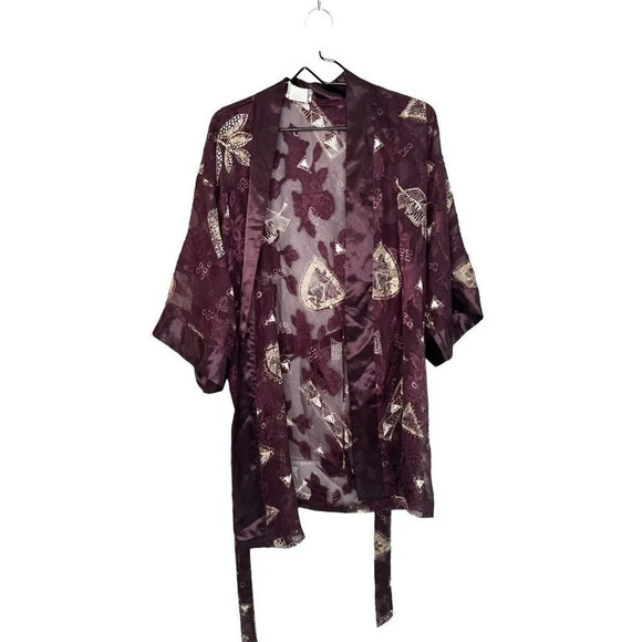 VTG Lingerie Robe Camisole Set Purple Tahitian Goddess USA California Dynasty - Picture 2 of 15